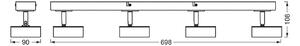 OSRAM LED-Deckenstrahler PLUTO, λευκό, 4 σποτ μεταλλικά 3.000 K, Λευκό, Σαλόνι / τραπεζαρία, Μέταλλο