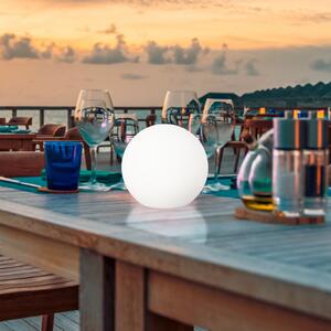 FH Lighting LED-Solar-Außenleuchte Dabus, Ø 25 cm, σφαίρα, λευκό, ακρυλικό, ρυθμιζόμενος, Λευκό, Σαλόνι / τραπεζαρία, Πλαστικό