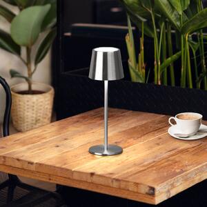 FH Lighting LED επιτραπέζια λάμπα με μπαταρία Roxi, χρώμα νικελίου, μέταλλο, IP54,, ρυθμιζόμενος, Μεταλλικό, Σαλόνι / τραπεζαρία, Μέταλλο, σύγχρονο
