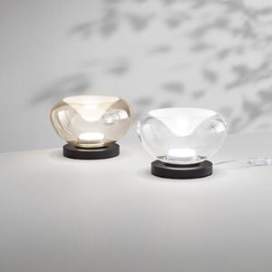 Fabas Luce LED επιτραπέζια λάμπα Brena, διαφανής, γυαλί, CCT, ρυθμιζόμενη ένταση φωτισμού, ρυθμιζόμενος, Διαφανές, Σαλόνι / τραπεζαρία, Γυαλί, σύγχρονο