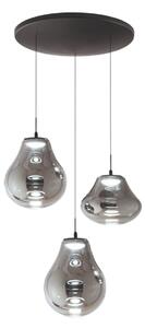 Fabas Luce LED κρεμαστό φωτιστικό Deva, 3 φώτα, Ø 50 cm, γκρι, CCT, ρυθμιζόμενη ένταση, ρυθμιζόμενος, Γκρι, Σαλόνι / τραπεζαρία, Γυαλί, σύγχρονο