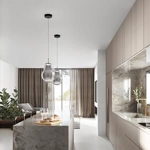 Fabas Luce LED κρεμαστή λάμπα Noa, γκρι, γυαλί, Ø 25 cm, CCT, ρυθμιζόμενη ένταση φωτισμού, ρυθμιζόμενος, Γκρι, Σαλόνι / τραπεζαρία, Γυαλί, σύγχρονο