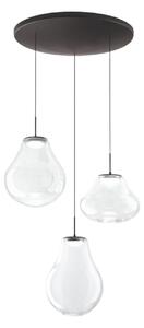 Fabas Luce LED κρεμαστό φωτιστικό Deva, 3 φτερά, Ø 50 cm, διαφανές, CCT, ρυθμιζόμενο, ρυθμιζόμενος, Διαφανές, Σαλόνι / τραπεζαρία, Γυαλί, σύγχρονο