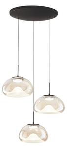 Fabas Luce LED κρεμαστό φωτιστικό Brena, 3 φώτα, κονιάκ, Ø 35 cm CCT, ρυθμιζόμενο, ρυθμιζόμενος, Καφέ / Σκουριάς, Σαλόνι / τραπεζαρία, Γυαλί, σύγχρονο