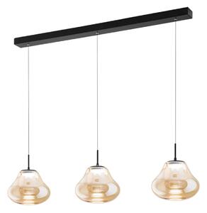 Fabas Luce LED κρεμαστό φωτιστικό Deva, 3 φώτα, 115 cm, κεχριμπαρένιο, CCT, ρυθμιζόμενη, ρυθμιζόμενος, Μπεζ, Σαλόνι / τραπεζαρία, Γυαλί, σύγχρονο