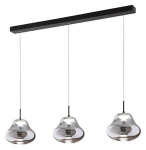 Fabas Luce LED κρεμαστό φωτιστικό Deva, 3 φώτα, 115 cm, γκρι, CCT, ρυθμιζόμενη ένταση, ρυθμιζόμενος, Γκρι, Σαλόνι / τραπεζαρία, Γυαλί, σύγχρονο