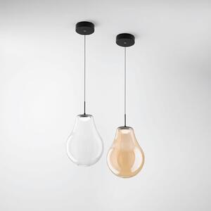 Fabas Luce LED κρεμαστή λάμπα Noa, κεχριμπαρένια, γυαλί, Ø 25 cm, CCT, ρυθμιζόμενη ένταση, ρυθμιζόμενος, Μπεζ, Σαλόνι / τραπεζαρία, Γυαλί, σύγχρονο