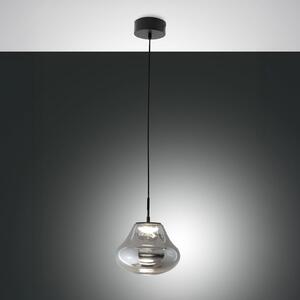 Fabas Luce LED κρεμαστό φωτιστικό Deva, γκρι, γυαλί, Ø 25 cm, CCT, ρυθμιζόμενη ένταση, ρυθμιζόμενος, Γκρι, Σαλόνι / τραπεζαρία, Γυαλί, σύγχρονο
