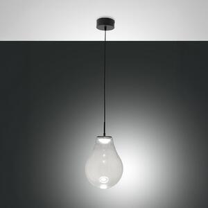 Fabas Luce LED κρεμαστή λάμπα Noa, διαφανής, γυαλί, Ø 25 cm, CCT, ρυθμιζόμενη ένταση, ρυθμιζόμενος, Διαφανές, Σαλόνι / τραπεζαρία, Γυαλί, σύγχρονο