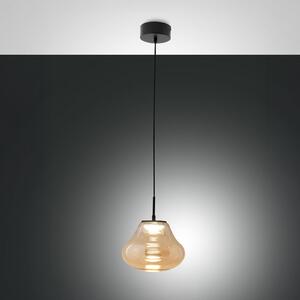 Fabas Luce LED κρεμαστό φωτιστικό Deva, κεχριμπαρένιο, γυαλί, Ø 25 cm, CCT, ρυθμιζόμενη, ρυθμιζόμενος, Μπεζ, Σαλόνι / τραπεζαρία, Γυαλί, σύγχρονο