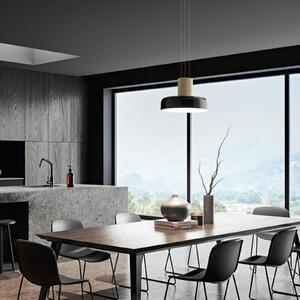 Fabas Luce LED κρεμαστό φωτιστικό Lunar, μαύρο/χρυσό, γυαλί, CCT, ρυθμιζόμενη ένταση, ρυθμιζόμενος, Μαύρο, Σαλόνι / τραπεζαρία, Γυαλί, σύγχρονο