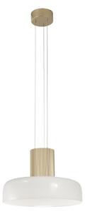 Fabas Luce LED κρεμαστό φωτιστικό Lunar, λευκό/χρυσό, γυαλί, CCT, ρυθμιζόμενο, ρυθμιζόμενος, Λευκό, Σαλόνι / τραπεζαρία, Γυαλί, σύγχρονο