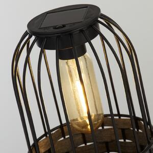 Searchlight Φωτιστικό βεράντας με ηλιακή μπαταρία και LED Tahoa, 26cm, γκρι, ρατάν, IP44, Γκρι, Ξύλο, Εξοχική κατοικία / Ρουστίκ