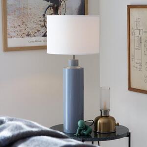 PR Home Επιτραπέζια λάμπα Solo, μπλε/λευκό, ύψος 65 cm, μέταλλο/ύφασμα, Μπλε, Σαλόνι / τραπεζαρία, Ύφασμα / Κλωστοϋφαντουργία, σύγχρονο