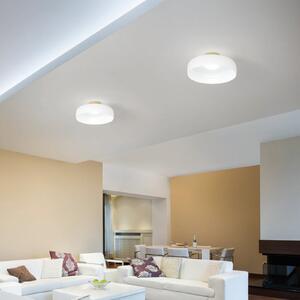 Fabas Luce LED φωτιστικό οροφής Lunar, λευκό, γυαλί, Ø 42 cm, CCT, ρυθμιζόμενη ένταση, ρυθμιζόμενος, Λευκό, Σαλόνι / τραπεζαρία, Γυαλί, σύγχρονο