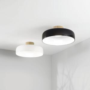 Fabas Luce Λαμπτήρας οροφής LED Lunar, μαύρος, γυαλί, Ø 42 cm, CCT, ρυθμιζόμενος, ρυθμιζόμενος, Μαύρο, Σαλόνι / τραπεζαρία, Γυαλί, σύγχρονο