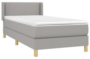 VidaXL Κρεβάτι Boxspring με Στρώμα Ανοιχτό Γκρι 90x200 εκ. Υφασμάτινο