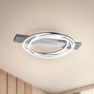 FISCHER & HONSEL LED φωτιστικό οροφής Kiku, μήκος 76 cm, χρώμα αλουμινίου, μέταλλο, ρυθμιζόμενος, Μεταλλικό, Σαλόνι / τραπεζαρία, Μέταλλο, σύγχρονο
