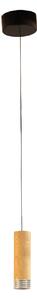 FISCHER & HONSEL LED κρεμαστή λάμπα Shine-Wood, Ø 13 cm δρυς/μαύρο ξύλο/ακρυλικό, ρυθμιζόμενος, Ξύλου, Σαλόνι / τραπεζαρία, Ξύλο