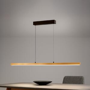 FISCHER & HONSEL LED κρεμαστή λάμπα Shine-Wood, μήκος 141 cm, δρυς/μαύρο CCT, ρυθμιζόμενος, Ξύλου, Σαλόνι / τραπεζαρία, Ξύλο