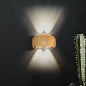 FISCHER & HONSEL LED-Wandlampe Shine-Wood, Breite 20 cm, Eiche/schwarz 4-flg., Ξύλου, Σαλόνι / τραπεζαρία, Ξύλο