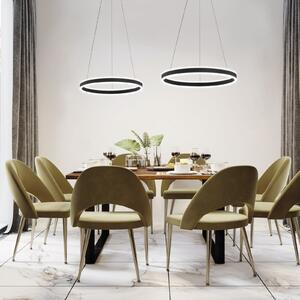 FISCHER & HONSEL Κρεμαστό φωτιστικό LED Sirko, Ø 60 cm, μαύρο άμμου, μέταλλο, CCT, ρυθμιζόμενος, Μαύρο, Σαλόνι / τραπεζαρία, Μέταλλο, σύγχρονο