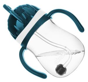 Ποτήρι Εκπαιδευτικό 280ml Με Καλαμάκι Akuku Blue/Grey A0166
