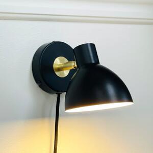 Dyberg Larsen Φωτιστικό τοίχου Lilje, μαύρο, Ø 16 cm, μέταλλο, Μαύρο, Σαλόνι / τραπεζαρία, Μέταλλο, σχεδιασμός