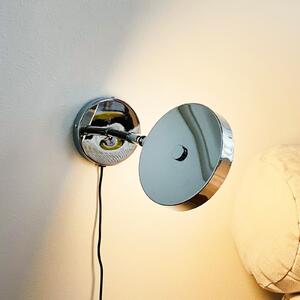 Dyberg Larsen LED απλίκα Starlight, χρώμιο Ø 14 cm, dim., ρυθμιζόμενος, Μεταλλικό, Σαλόνι / τραπεζαρία, Μέταλλο, σχεδιασμός