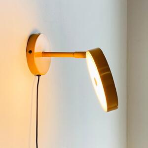 Dyberg Larsen LED απλίκα Starlight, κίτρινη, Ø 14 cm, dim., ρυθμιζόμενος, Κίτρινο, Σαλόνι / τραπεζαρία, Μέταλλο, σχεδιασμός