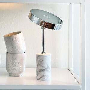 Dyberg Larsen LED φορητή επιτραπέζια λάμπα Starlight, χρώμιο/λευκό, ρυθμιζόμενος, Μεταλλικό, Σαλόνι / τραπεζαρία, Μέταλλο, σχεδιασμός