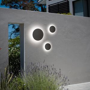 IDEAL LUX Εξωτερικός φωτιστικός τοίχου LED Punto, ανθρακί, Ø 30 cm, Μαύρο, Μέταλλο, σύγχρονο