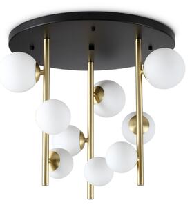 IDEAL LUX Φωτιστικό οροφής Perlage μαύρο/λευκό, Ø 50 cm, 9 λάμπες, Λευκό, Σαλόνι / τραπεζαρία, Μέταλλο