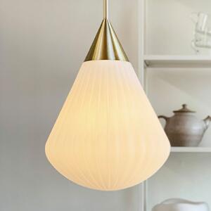 Dyberg Larsen Κρεμαστή λάμπα Ballon, Ø 33 cm λευκό/χάλκινο, ρυθμιζόμενος, Λευκό, Σαλόνι / τραπεζαρία, Γυαλί, σχεδιασμός