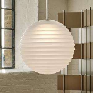 Tom Dixon LED κρεμαστό φωτιστικό Press Sphere, παγωμένο, Ø 30 cm, ρυθμιζόμενος, Λευκό, Σαλόνι / τραπεζαρία, Γυαλί, σχεδιασμός