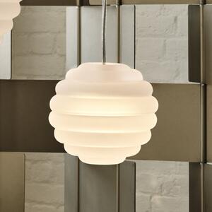 Tom Dixon LED κρεμαστή λάμπα Press Sphere Mini παγωμένη Ø 15 cm, ρυθμιζόμενος, Λευκό, Σαλόνι / τραπεζαρία, Γυαλί, σχεδιασμός