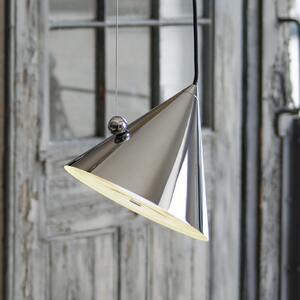 Tom Dixon LED κρεμαστή λάμπα Pose, ασημί, Ø 25 cm, χάλυβας, ρυθμιζόμενη ένταση, ρυθμιζόμενος, Μεταλλικό, Σαλόνι / τραπεζαρία, Μέταλλο, σχεδιασμός