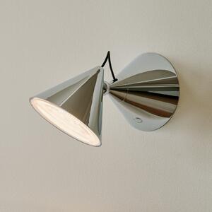 Tom Dixon LED απλίκα Pose, ασημί, 21 cm, πλαστικό, ρυθμιζόμενος, Μεταλλικό, Σαλόνι / τραπεζαρία, Μέταλλο, σχεδιασμός, Στρογγυλό τοίχο