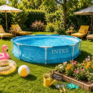 Πισίνα Intex Beachside Metal Frame οικογενειακή, με μεταλλικό σκελετό, χωρητικότητα 4485lt και διαστάσεις 305x305x76cm