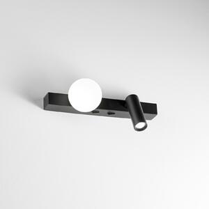 IDEAL LUX Φωτιστικό τοίχου LED Binomi μαύρο, πλάτος 22 εκ., 2 λάμπες, Μαύρο, Σαλόνι / τραπεζαρία, Μέταλλο, σύγχρονο, Προβολέας τοίχου