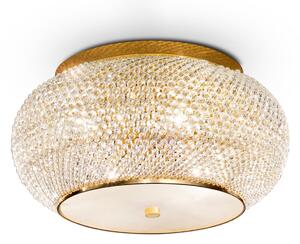 IDEAL LUX Φωτιστικό οροφής Pasha, χρυσό/διαφανές, Ø 40 cm, γυαλί, ρυθμιζόμενος, Χρυσό / Ορείχαλκου, Σαλόνι / τραπεζαρία, Γυαλί