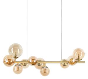 IDEAL LUX Κρεμαστό φωτιστικό Perlage, μήκος 81 εκ., ορείχαλκος/κεχριμπάρι, 10, Χρυσό / Ορείχαλκου, Σαλόνι / τραπεζαρία, Μέταλλο