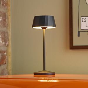 Sigor LED-Akku-Τραπεζοκαθιστικό Φωτιστικό Facetta, μαύρο, 22 cm, μέταλλο CCT IP44, ρυθμιζόμενος, Μαύρο, Σαλόνι / τραπεζαρία, Αλουμίνιο, σύγχρονο