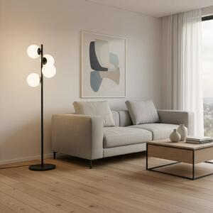 Opviq Λάμπα δαπέδου Faze, μαύρη, γυαλί, ύψος 130 cm, 4 φλόγες, E27, Μαύρο, Σαλόνι / τραπεζαρία, Γυαλί