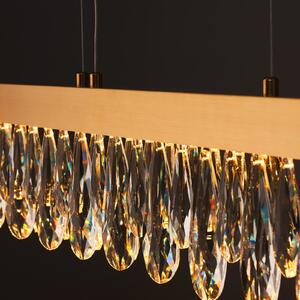 Brilliant LED κρεμαστή λάμπα Celestia, μήκος 110 cm, χρώμα ορείχαλκου, κρύσταλλο, ρυθμιζόμενος, Χρυσό / Ορείχαλκου, Σαλόνι / τραπεζαρία, Μέταλλο