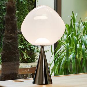 Tom Dixon LED επιτραπέζια λάμπα Melt Cone Fat, οπάλιο/ασημί, 47 cm, ρυθμιζόμενος, Μεταλλικό, Σαλόνι / τραπεζαρία, Πλαστικό, σχεδιασμός