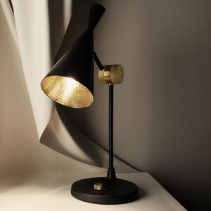 Tom Dixon LED επιτραπέζια λάμπα Beat, μαύρη, ορείχαλκος, ύψος 53 cm, ρυθμιζόμενος, Μαύρο, Σαλόνι / τραπεζαρία, Ορείχαλκος, σχεδιασμός