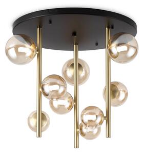 IDEAL LUX Φωτιστικό οροφής Perlage μαύρο/κεχριμπαρένιο, Ø 50 cm, 9 λάμπες, Μπεζ, Σαλόνι / τραπεζαρία, Μέταλλο