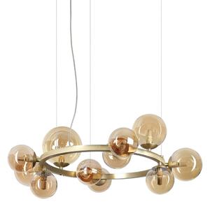 IDEAL LUX Κρεμαστό φωτιστικό Perlage ορείχαλκος/κεχριμπάρι 11 λάμπες Ø 73 cm, Χρυσό / Ορείχαλκου, Σαλόνι / τραπεζαρία, Μέταλλο