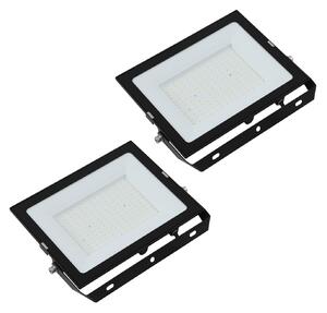 PRIOS Prios LED προβολέας εξωτερικού χώρου Maikel, 150 W, μέταλλο, σετ 2 τεμαχίων, Μαύρο, Αλουμίνιο, σύγχρονο